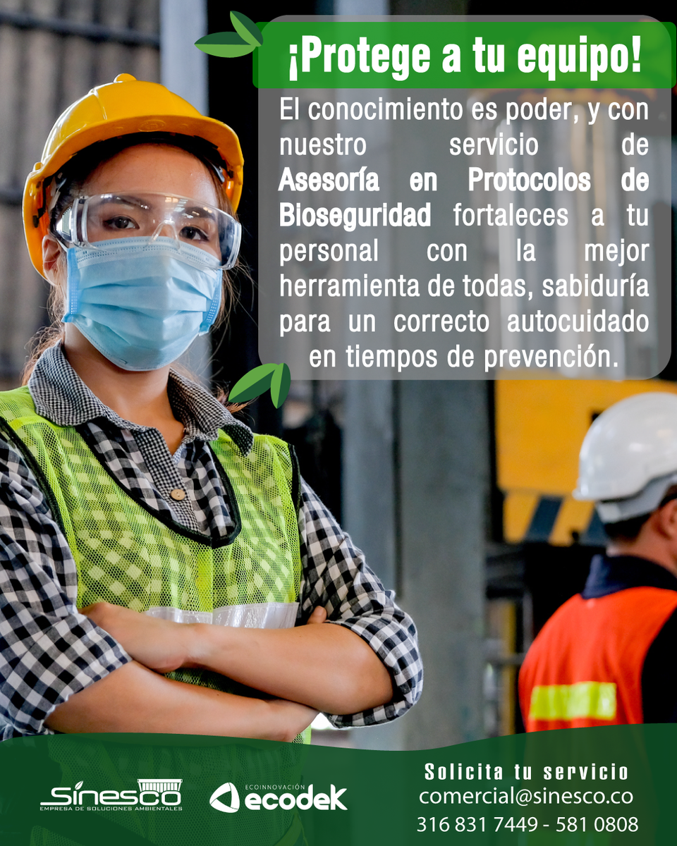 Sinesco_SAS's tweet photo. Estamos en época de #precaución y #autocuidado; por eso, te ofrecemos nuestro Servicio de Asesoría en la implementación de Protocolos de #Bioseguridad, con el cual fortalecerás a tu equipo con el conocimiento necesario para garantizar la tranquilidad de todos.

#CambiemosElMundo https://t.co/HCgDTFiCcb