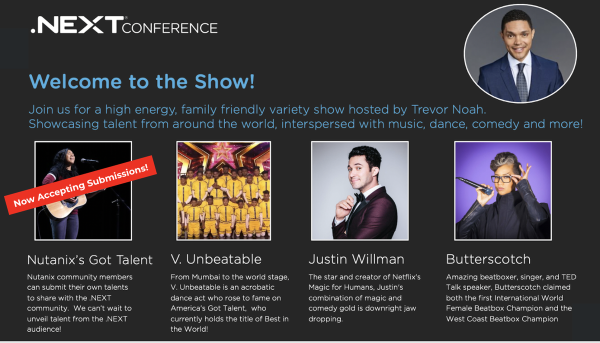 ElaineMorrisYVR's tweet image. Do you dream about performing on a talent show? Singing, dancing, doing your thing? Want to be showcased around the globe? Join Nutanix Got Talent - submission due by Aug 1. DM me for details. #NutanixNation #NutanixEvents #NutanixPartners #GotTalent #HCI