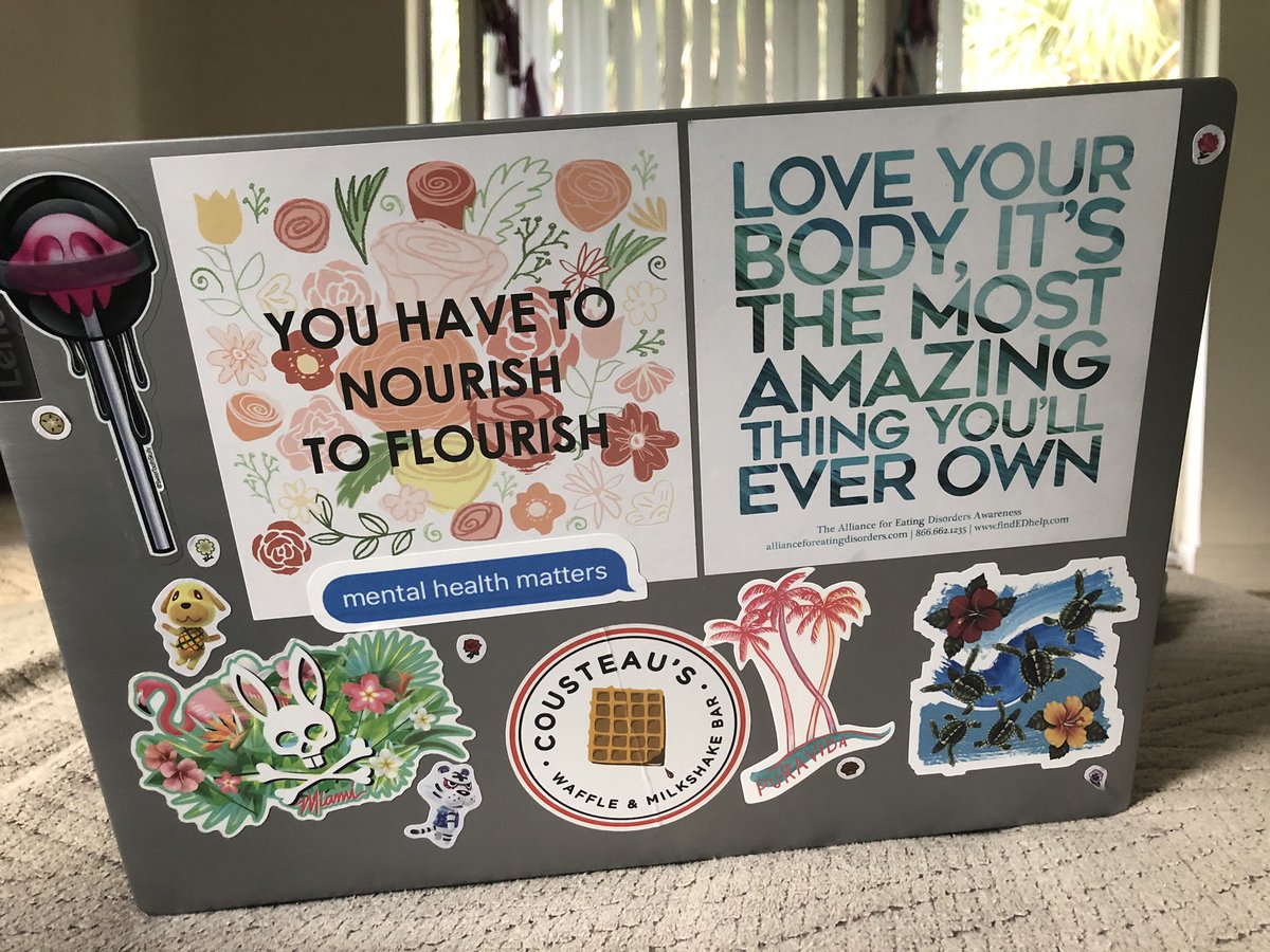 Stigmatologist's tweet photo. I’m jealous of my roommate’s stickers. @CALRS04 

#personalizationiskey #mentalhealthmatters
#nourishtoflourish https://t.co/qmr6uBEheC