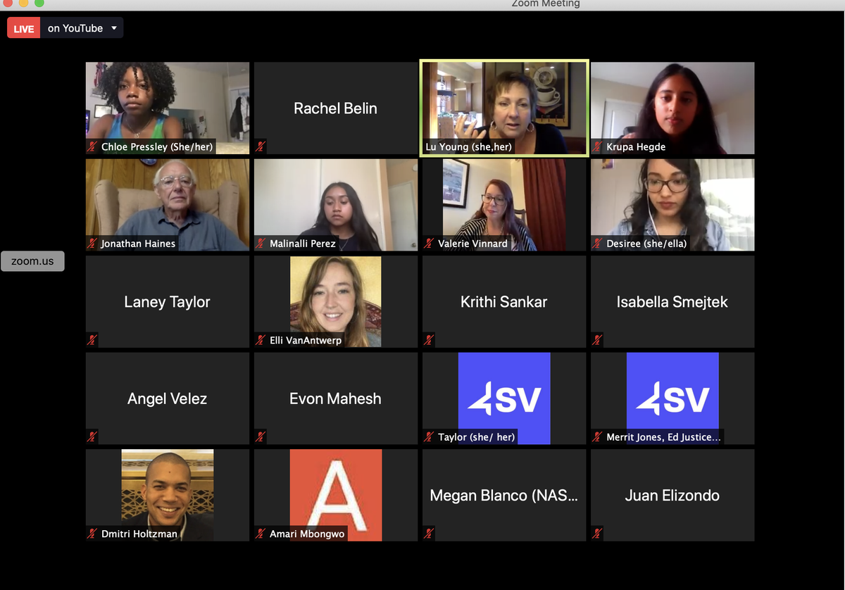 KYStuVoiceTeam's tweet photo. As we return to school this fall, "We need to check on our learners, not just the learning." --@LuSettlesYoung speaking on the importance of relationships as part of the Ed Justice Collective's national town hall moderated by KY's Krupa Hegde. #moveschoolforward #StuVoice https://t.co/AIV5rwpyBq