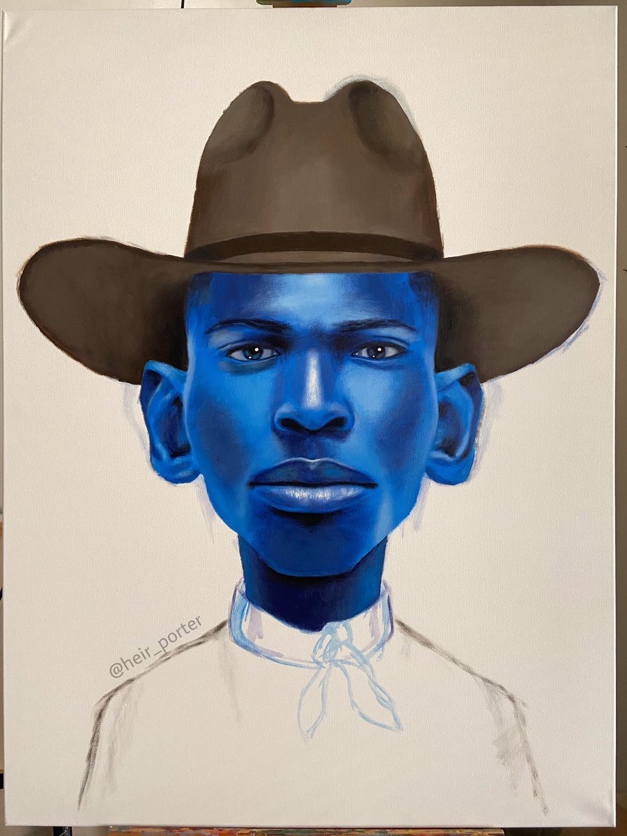heir_porter's tweet photo. Started this painting yday. Had this black cowboy concept....Still a work in progress.🎨🎨🐎 (acrylic on canvas) https://t.co/3qEskh0jJe