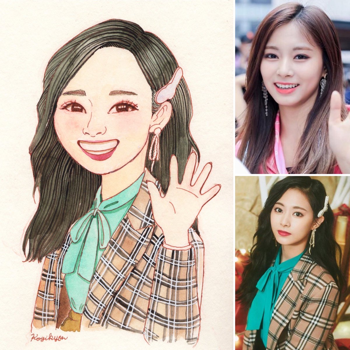 TWICEツウィちゃん💚💙 #似顔絵 #TWICE #ツウィ #쓰위