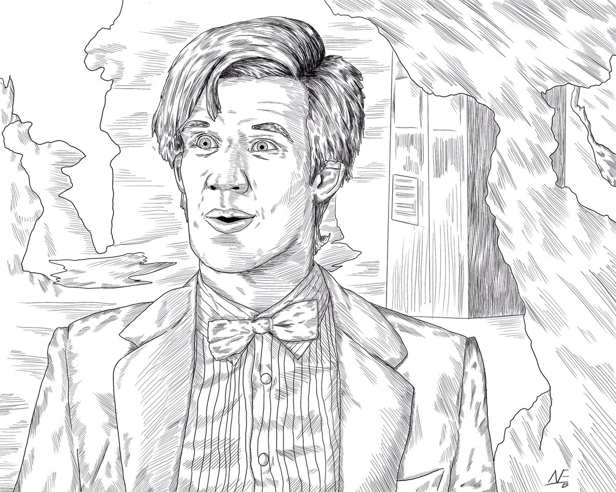 APeculiarHuman's tweet photo. Honest question. How is #MattSmith the heartthrob of #DoctorWho? Like, this guy is one goofy lookin dude.
#art #illustration #11thdoctor #amypond #amyandrory #tardis #bbc #portraitart #nerdart #geekart #bowtiesarecool #madmanwithabox #portraitpainting https://t.co/gGhH8kKIP5