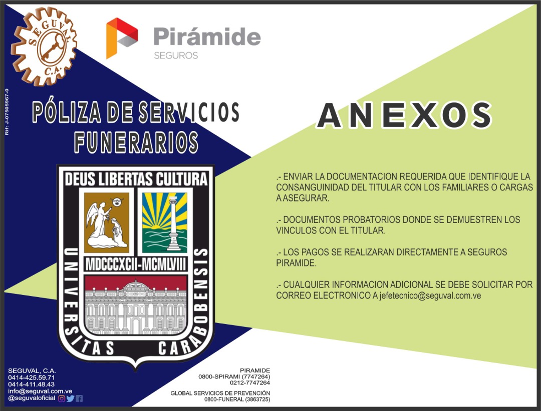 UCarabobo's tweet photo. #Atención Los ucistas que no se afiliaron durante el lapso otorgado por la @UCarabobo para incluirse en la Póliza de Servicio Funerario y descontarlo de su Bono Vacacional o Recreacional, tienen oportunidad de hacerlo directamente con Pirámide Seguro. 👇
https://t.co/crl1ArJ8Nm https://t.co/jvUediqZyu