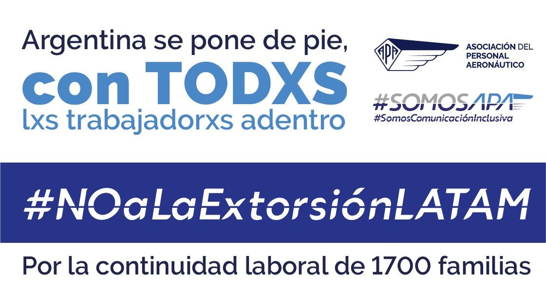 APAERONAUTICOS's tweet photo. A pedido de lxs compañerxs, va el comunicado completo. 
Seguimos diciendo #NOaLaExtorsionLATAM 

Argentina se pone pie con los 1700 compañerxs de @LATAM_ARG TRABAJANDO https://t.co/ClSQp3TpUg