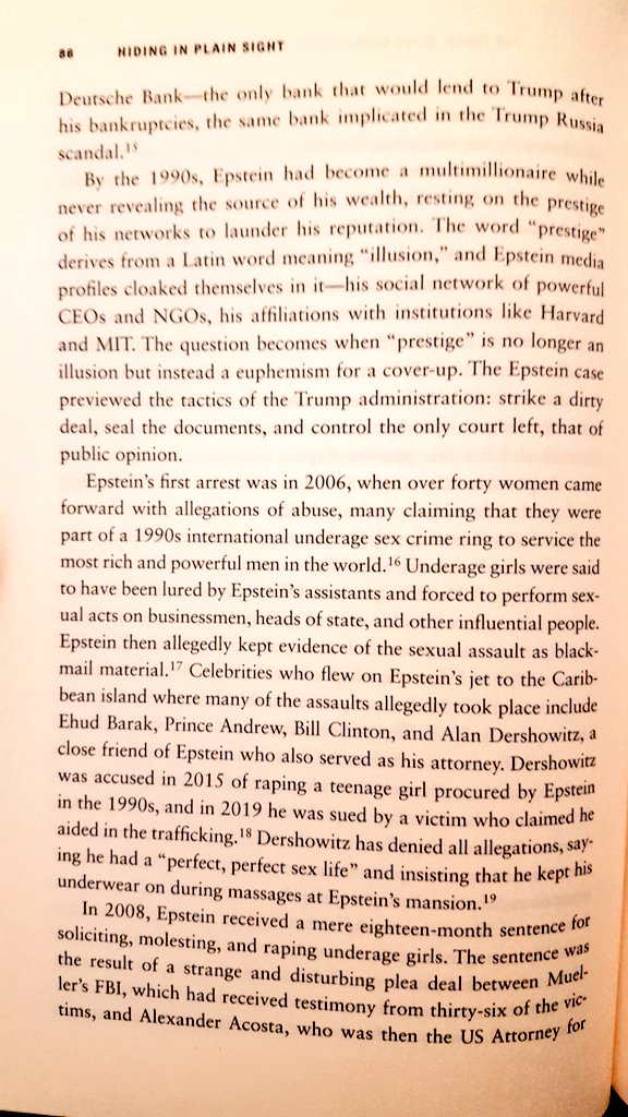 sarahkendzior's tweet photo. Media and political elites don't want to address Trump's relationships with child rapists and traffickers because they, too, were part of Epstein and Maxwell's vile world -- celebrating and enabling them. From HIDING IN PLAIN SIGHT: https://t.co/xTWx48ffDU https://t.co/SxMTSM7JXO
