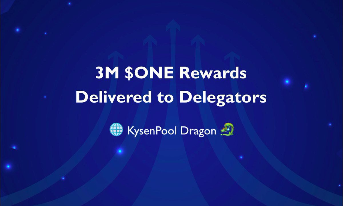 KysenPool's tweet photo. Another Milestone: Over 3M @harmonyprotocol $ONE Rewards delivered to our delegators!🎉🎉🎉💪💪💪 #OpenStaking 

Thanks for your support. Stake with 🌐KysenPool Dragon🐉: https://t.co/KKKwaPTZam https://t.co/ucvX8AHxP2