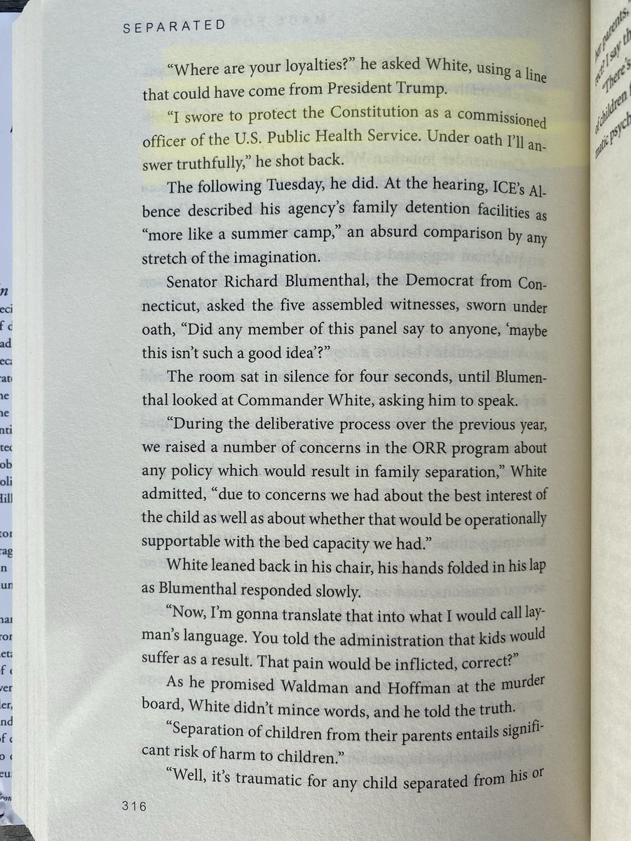 I write about backstory to this in “Separated: Inside an American Tragedy.” According to multiple people present at “murder board” prep session for White’s testimony, he was pressured to say separations weren’t harmful to kids by Katie Waldman (now Miller, Stephen‘s wife). /2