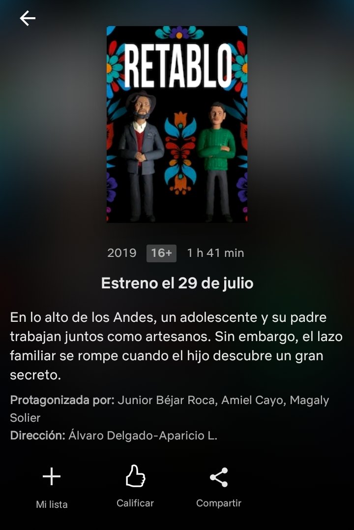 cinema_peruano's tweet photo. - Cinéfilo, ¡¿dónde puedo ver @PeliculaRetablo?!
- ¡Prepárate y anótalo en tu agenda! Este 29 se julio, vía @NetflixLAT, ¡la veremos!
- ¡Pasaré la voz! Esta historia narra cómo un adolescente debe afrontar el secreto de su padre. ¿Continuará con el legado familiar? [#CinePeruano] https://t.co/KTIKiPysP6