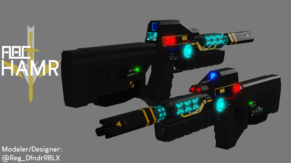 Reg_Dfndr's tweet photo. Finished the SRSC Archangel Knight Armor, and their new rifle, the AAC HAMR. Looks much better now! #RobloxDev https://t.co/mMEuTlRcoh