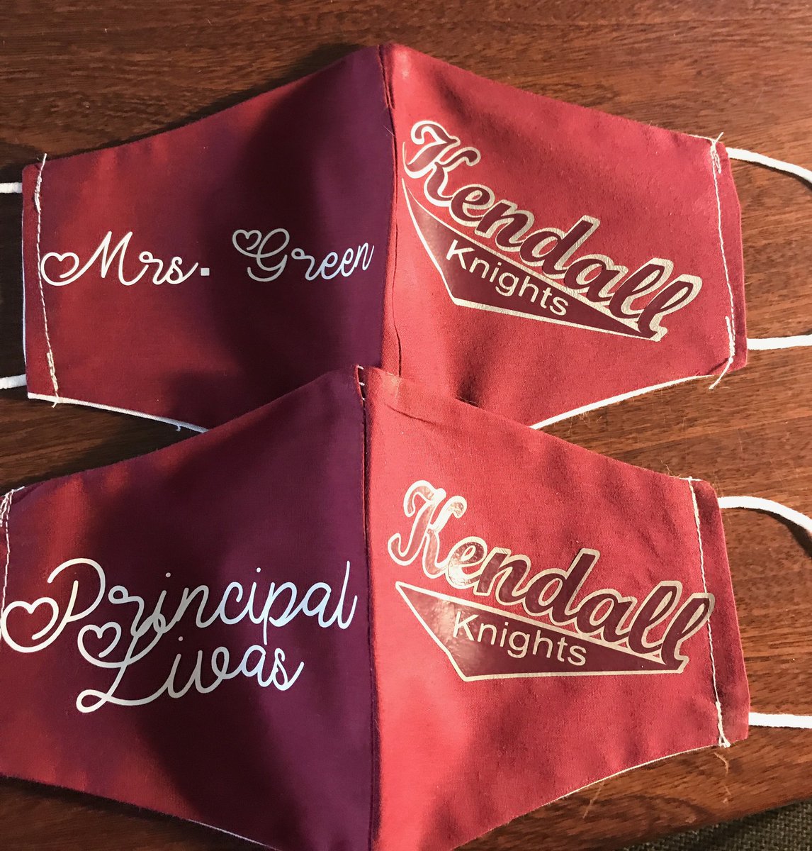 SheleneLivas's tweet photo. My assistant principal and I received these custom face masks today from one of my @KendallElem teachers. Thank you Ms. Mikrut! 😃#RandomActOfCoolness @BoerneISD https://t.co/RjlsCNXRsd
