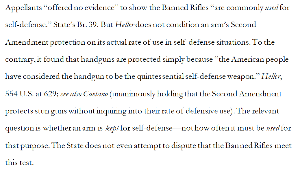 "In any event, the State does not really argue that Appellants have failed to show that the Banned Rifles are 'typically possessed for self-defense'... Instead, the State claims that Appellants 'offered no evidence' to show the Banned Rifles 'are commonly used for self-defense.'"