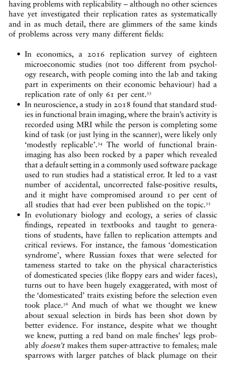 In any case the chapter moves on to highlight that the concerns raised in psychology’s ‘Replication Crisis’ are not actually unique and we find similar kinds of problems in fields like economics, neuroscience, evolutionary biology, and marine biology.