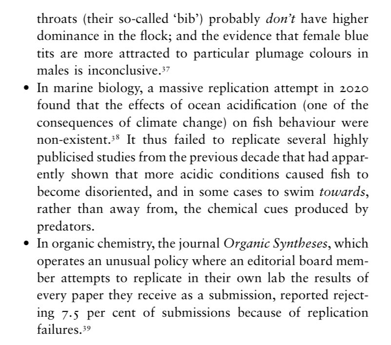 In any case the chapter moves on to highlight that the concerns raised in psychology’s ‘Replication Crisis’ are not actually unique and we find similar kinds of problems in fields like economics, neuroscience, evolutionary biology, and marine biology.