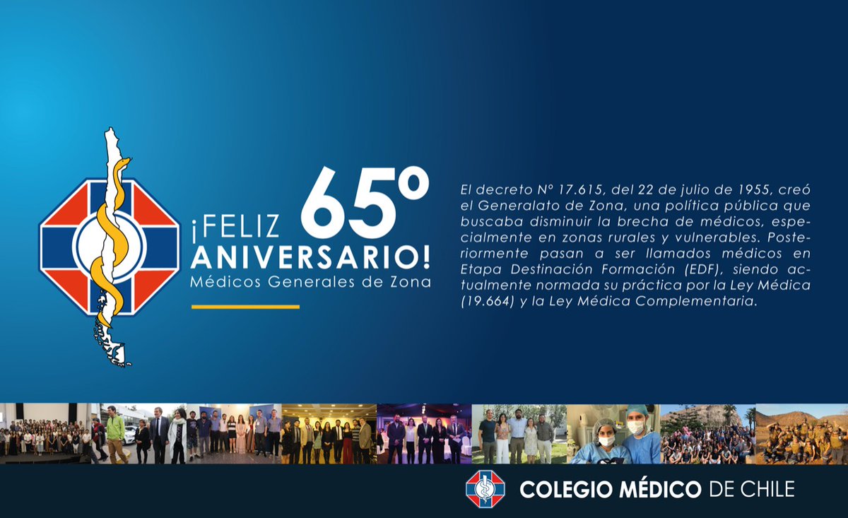 colmedchile's tweet photo. Hoy se cumplen #65AñosMGZ del decreto que creó el Generalato de Zona, para paliar la brecha de médic@s en zonas rurales y vulnerables. Hoy es una de las principales puertas de entrada de profesionales al sector público. Enviamos un afectuoso saludo a nuestros @MgzChile en su día https://t.co/aeNJxlP26V