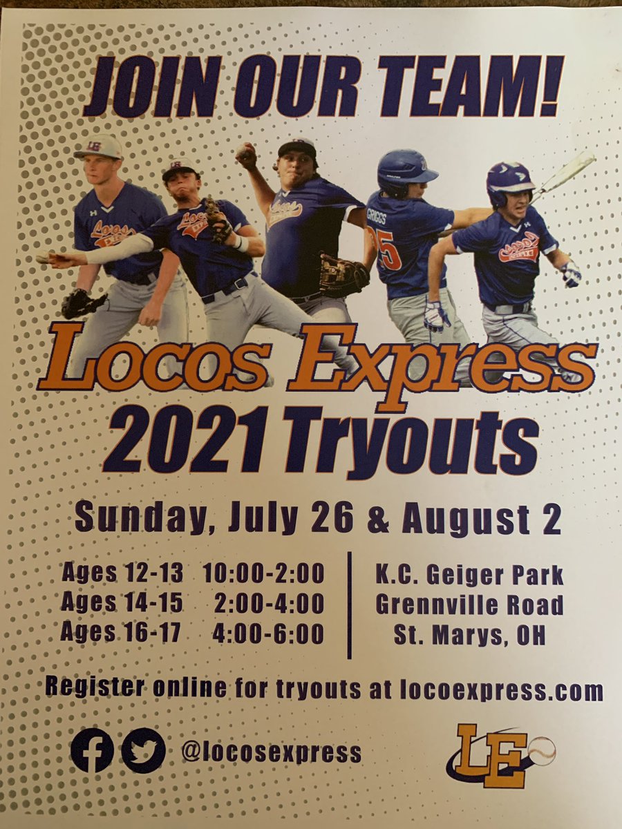 shawgriggs's tweet photo. Do NOT miss out on this great opportunity to join the 2021 @locosexpress!!! Please spread the word @BVC_sports @NWC_basebalI @nwcc_sports @WBLBall @TracSports @SanduskyBayConf @midwestathletic @WOSNScores @WOSNsports @NLL_Sports @PrepBaseballOH https://t.co/3oCYVLfoMJ