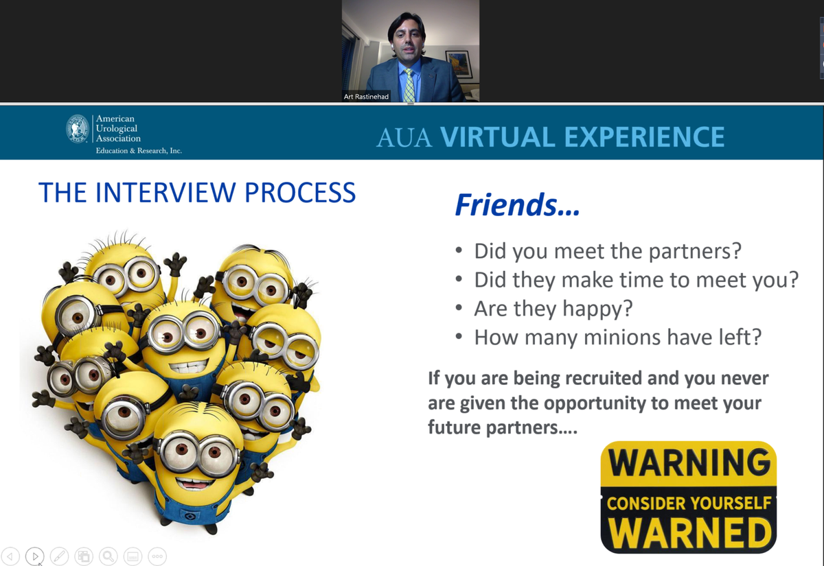 Pay attention to how people treat you during the interview process. TRUST YOUR GUT INSTINCT @DrRastinehad #AUAVirtualExp #younguro @AmerUrological