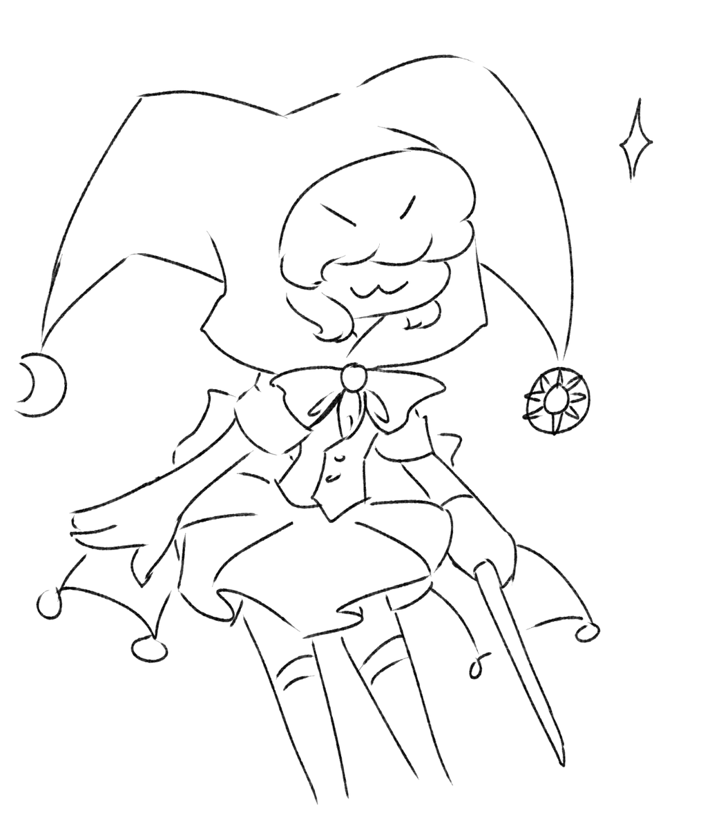 her capelet is a hoodie and it has two little dangly things. normally they'd droop down but her ears partially prop them up, giving a jester-like appearance