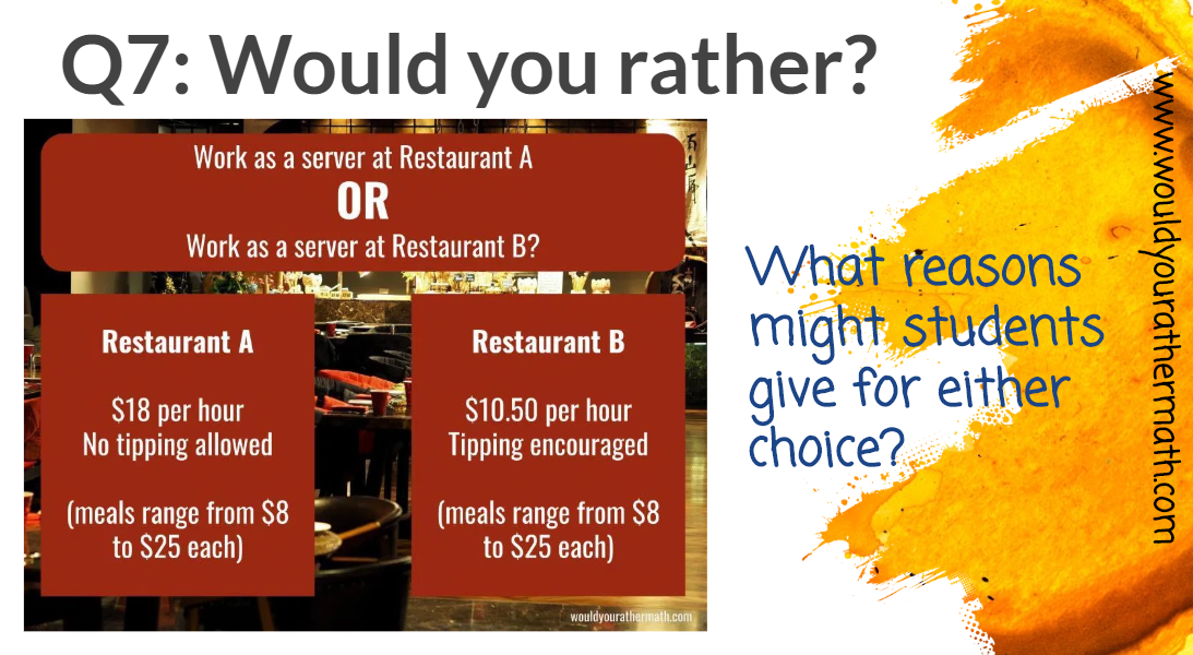 Scoothie_Math's tweet photo. One more math routine to discuss... Question #7: Would you rather? 
Thank you @Jstevens009  for the amazing resources!
#MoCTMchat  @MCTM_MO https://t.co/K84xRBUzmT