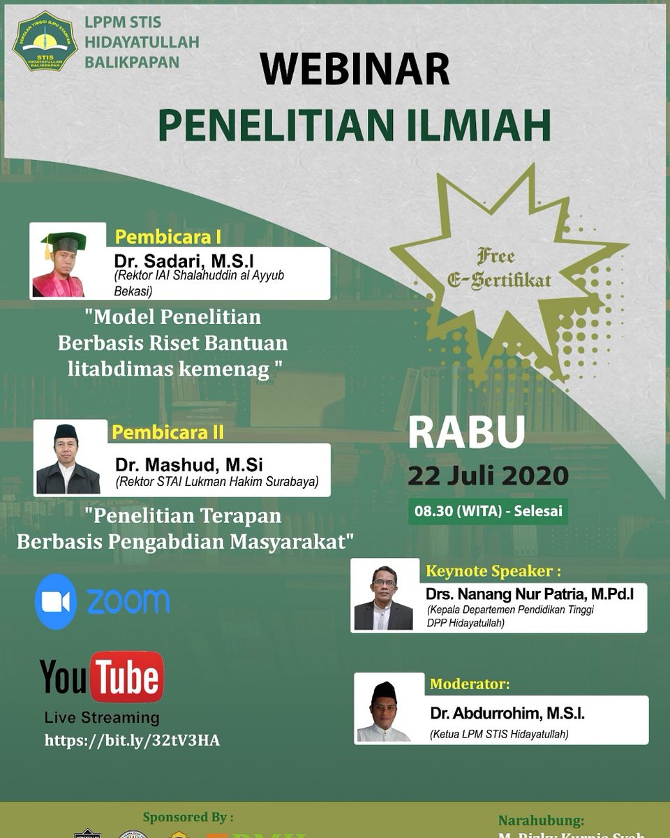 stis_hid's tweet photo. SEDANG BERLANGSUNG

*Link Webiner Penelitian Ilmiah*

Waktu : 22 Juli 2020 08 : 30 WITA

Join Zoom Meeting
https://t.co/2nvpuMY8za

⏱️ Rabu, 22 Juli 2020 || 08.30 – Selesai WITA (+8)

LIBE STRWAMING NOW 
https://t.co/hXK9gKaKK6

💪💪 https://t.co/bC7O9IPux2