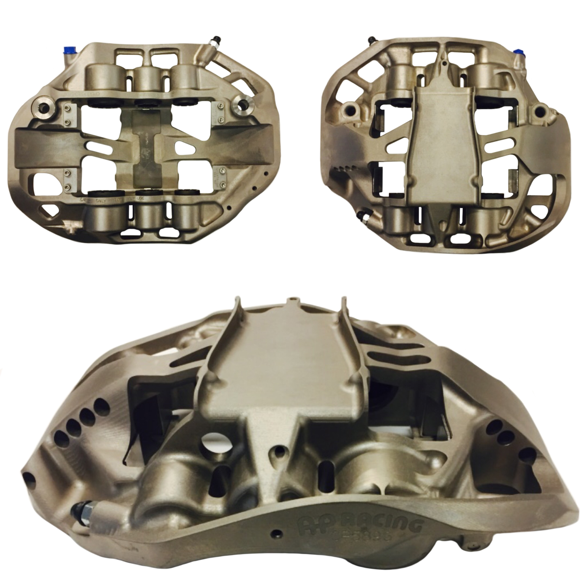 Things really start to get fun when we move the next size up with Intermediate track calipers. These are bigger and heavier than the SuperSpeedway brakes but even more focus is placed on aerodynamic. Just look at the front and how sculpted they are.
