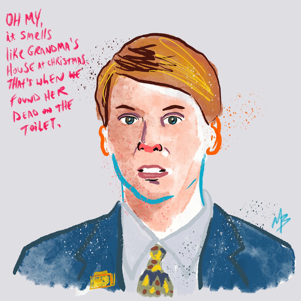 mikebone's tweet photo. Oh my, it smells like grandma’s house at Christmas. That’s when we found her dead on the toilet. #kennethparcell @30rock 

.
#jackmcbrayer #30rock #illustration #illustrator #portraitillustration #popart #popculture #tv #editorialillustration #editorialillustrator https://t.co/7DBE0QylB3