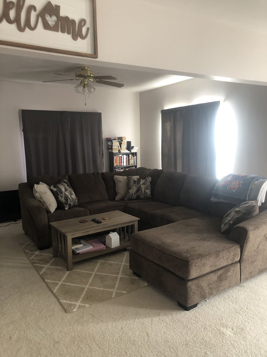 HeyMickeyRod's tweet image. on a positive note, the rest of our couch came today!! 😍😁 2/3 of it was delivered about a month ago. 💜 making the apartment a home w/ my soon to be hubby 🥰💍