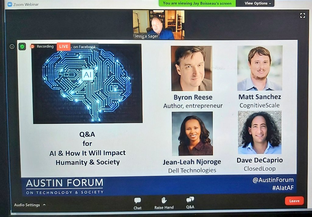 ThisisHerlinda's tweet photo. Great insights and amazing Panelist, sharing their projects about Artificial Intelligence and How it will Impact Humanity and Society.
Thanks @AustinForum and sponsors, for made this possible. My first Forum of many more 📊

#AIatAF #AI #ProgressMadeReal #Iwork4Dell #DataScience https://t.co/8Z2SYEGAuz
