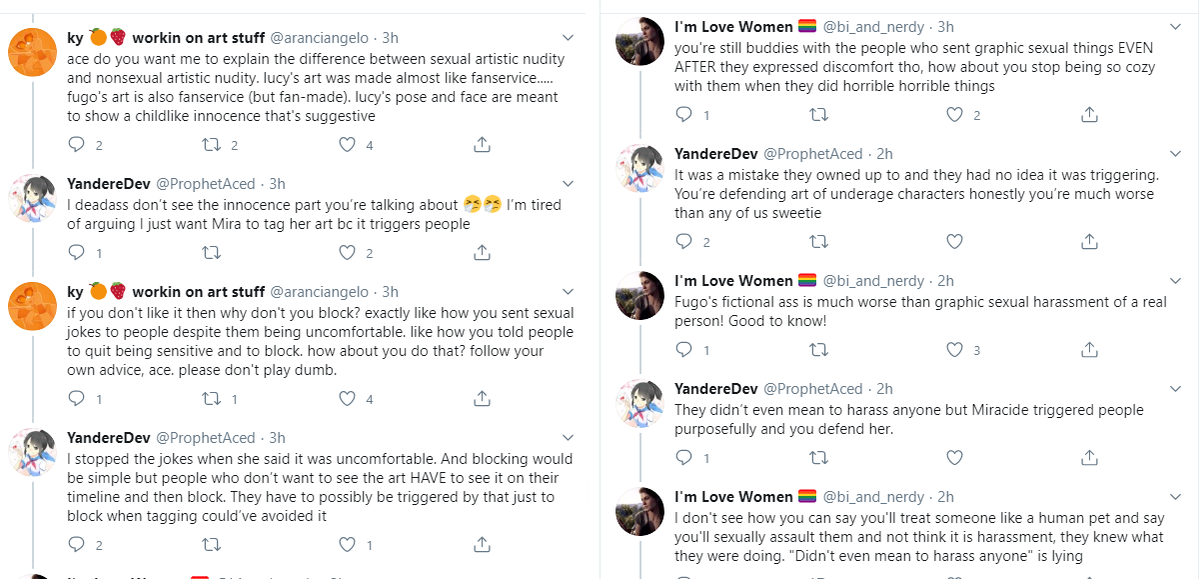 Update - another person to add to this: @/ProphetAcedAgain, just block themcw // more sexually charged tweets in these screenshots.It's disturbing that they think fanart of an anime character is worse than what they're doing.