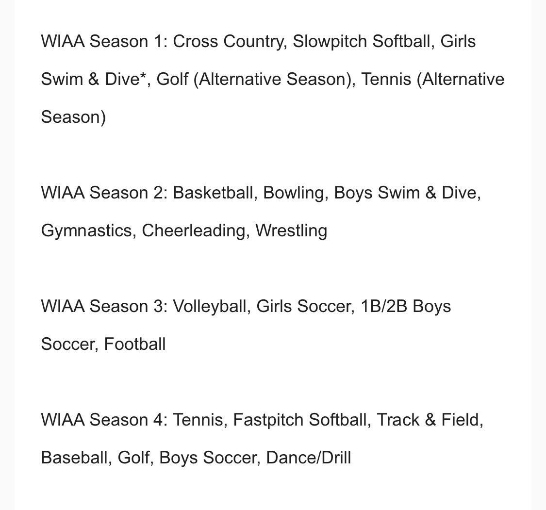 Sports in each season