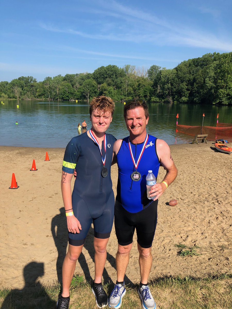 gabbard5's tweet photo. One good thing about the pandemic is training for triathlons with ⁦@KyleGabbard6⁩.  We completed our first one last week.  It has been awesome and I am hooked!!  #nicetan https://t.co/buP3pSdofe