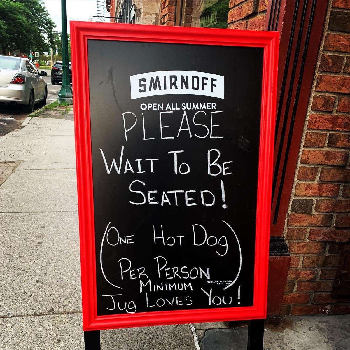 RedJugPub's tweet photo. “JUG 3.0” ... come have a hotdog and several adult beverages with us! Yup, we’re back baby! #wearamask #followtherules #pleasewaittobeseated #juglovesyou https://t.co/Ato708Dh02