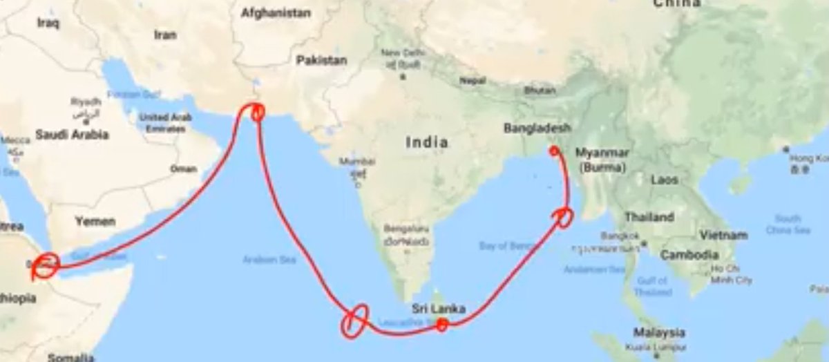 RatherAbbas541's tweet photo. #China has been #Encircling india at stgicaly located ports & imp #choke points #port of #Djibouti #Gwader
#hambantota etc may create hurdles & energy crisis at straits of #hormuz #malacca #mandeb #lombok ...
Chanise strategy
#String of pearls
#Debt trap
#Belt & Rd
#CPEC https://t.co/zpwXZEG1NB