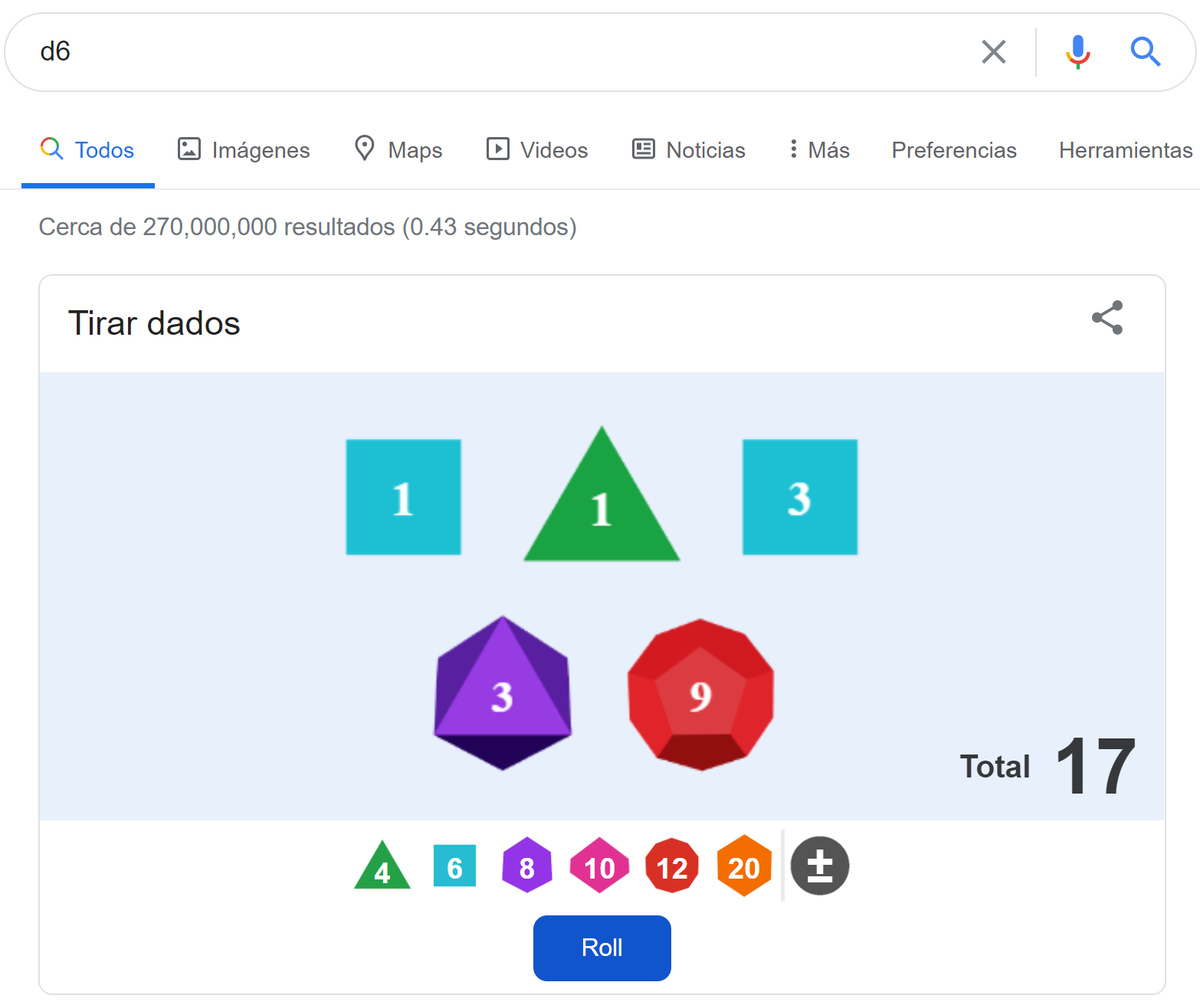 JavierJRTT's tweet image. ¿Quieres tirar un dado virtual? (o varios). Pon en Google "D6" y ¡sorpresa! 🎲🎲
#Google #Omnibox #Math #Game #Gamification  #EducaTech #Dice
