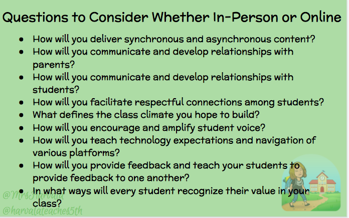 MrsHarvala's tweet photo. Here is the list of some of the questions I consider before a new school year. Teacher friends, what would you add? https://t.co/yYtayXWMvi