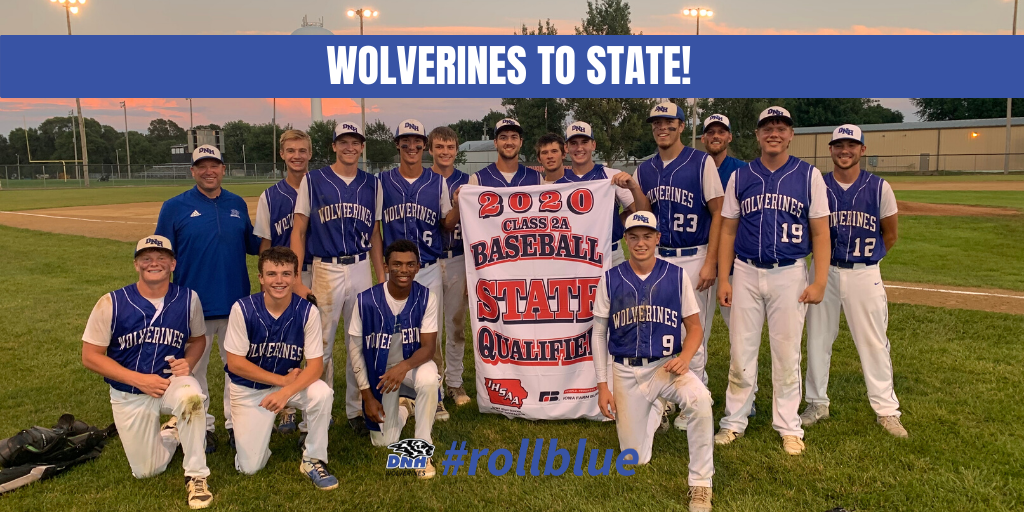 DNHSUPT's tweet photo. Congratulations boys! DNH defeats Pocahontas 12-0 to advance to state! Next game is Monday in a Class 2A State Quarterfinal. #rollblue #iahsbb https://t.co/sCFCR5g1WU