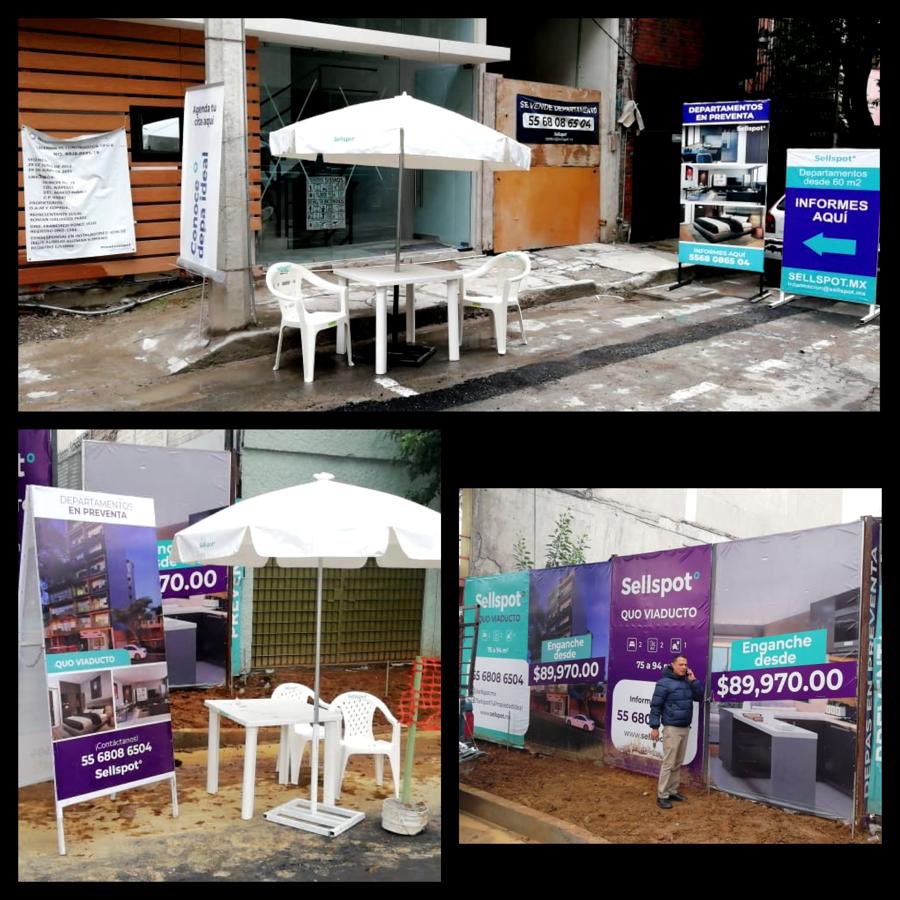 Fixer_Media's tweet photo. #Caballete, #Sombrilla #Mesas #Sillas personalizados para punto de venta. Impresión e Instalación de #Lonas para #Tapial para #Preventa de #Departamentos #Sellspot en Quo Viaducto👷🏻‍♂️👷🏻‍♀️🏢 ¡Escríbenos y pregunta por nuestros servicios! #FixerMedia #PublicidadExterior #JealphaMedios https://t.co/Vh0wkqRLYq