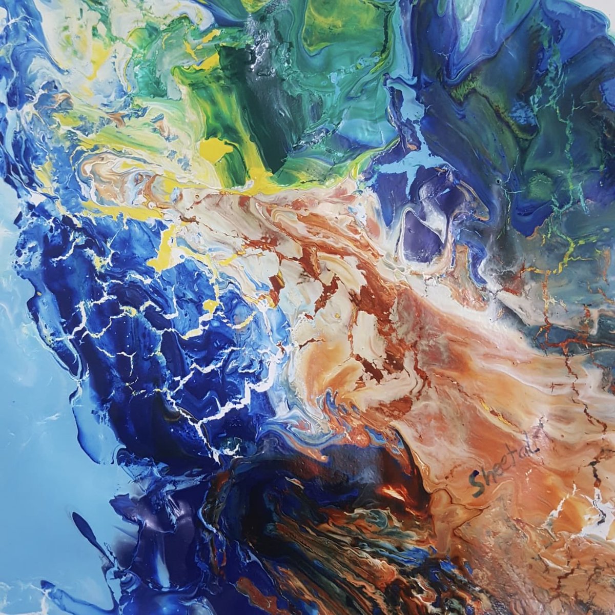 SheetalArtz's tweet photo. Title: Abstract Fluid Art Medium : Acrylic. #sheetalartz #abstact #fluidart #acrylic https://t.co/3aVciRi4QI