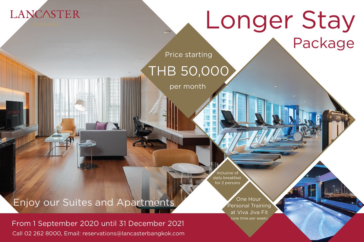 LancasterBkk's tweet photo. #LongerStay #Package
Enjoy great service and flexibility with a longer stay in a spacious #Apartment or Suite at #LancasterBangkok.
Starting from just THB 50,000 per month
call 02 262 8000
Email: reservations@lancasterbangkok.com
Click now https://t.co/rgMO6WsfNv https://t.co/5MkZYTrdYr