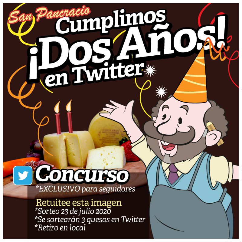 Pancracio_Valpo's tweet photo. Cumplimos dos años en esta red social y eso MERECE UN CONCURSO: sortearemos entre nuestros seguidores 3 piezas del queso que nos ha acompañado siempre en San Pancracio, el queso Esteros de Loncoche. ¿Cómo participar? Sólo retuitee esto y mañana 30 habrá 3 ganadores ¡Síganos! https://t.co/71fjLdgBwM