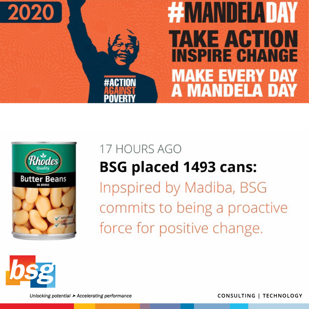 Fun was had on #MandelaDay as BSGers tuned into the Mandela Day Virtual concert where local artists performed live online and the virtual mosaic of Tata was revealed! Thank you to <a href="/leapschools/">LEAP School</a> and to all those who contributed to this great initiative. #67minutes #beingBSG