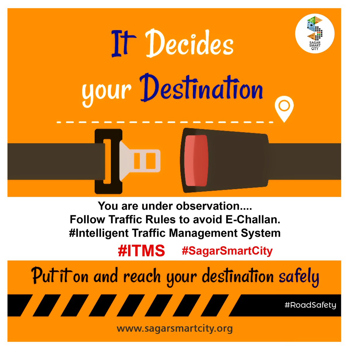 city_sagar's tweet image. It Decides your Destination 
Put it on and reach your destination safely 

You are under observation....
Follow Traffic Rules to avoid E-Challan.

#intelligenttrafficmanagementSystem
#ITMS
#SmartCitySagar