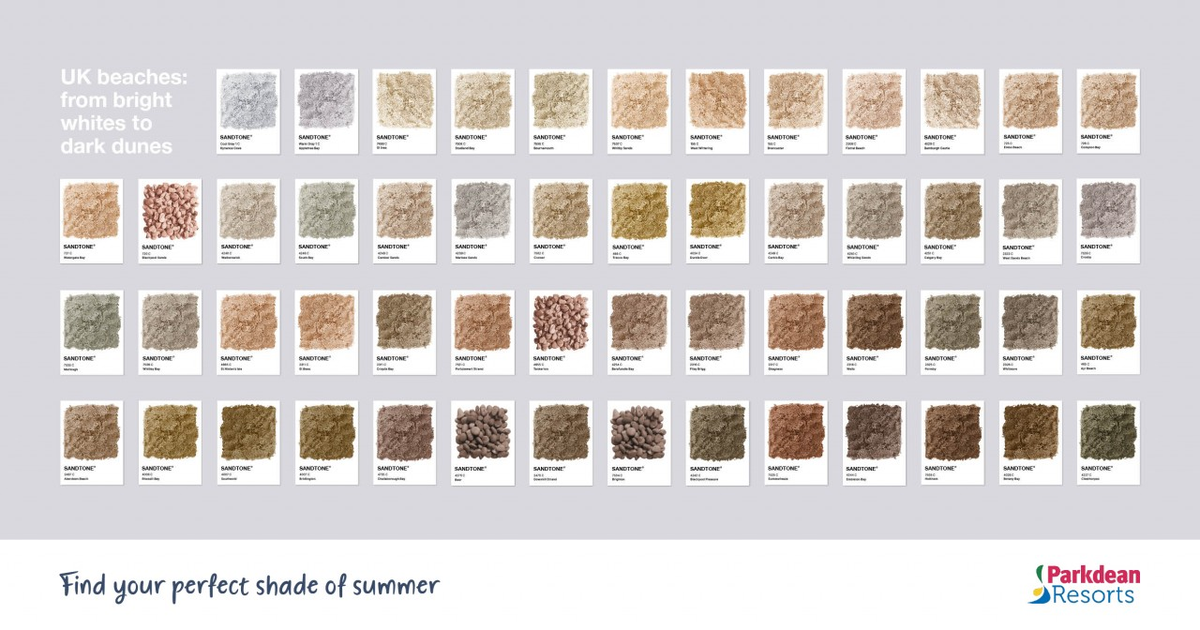 We gathered a sample of sand from every UK beach over the last year to colour pick and match them up with the perfect Pantone. We then created colour swatches for each beach to match ranking them from bright white all the way to murky brown Cleethorpes