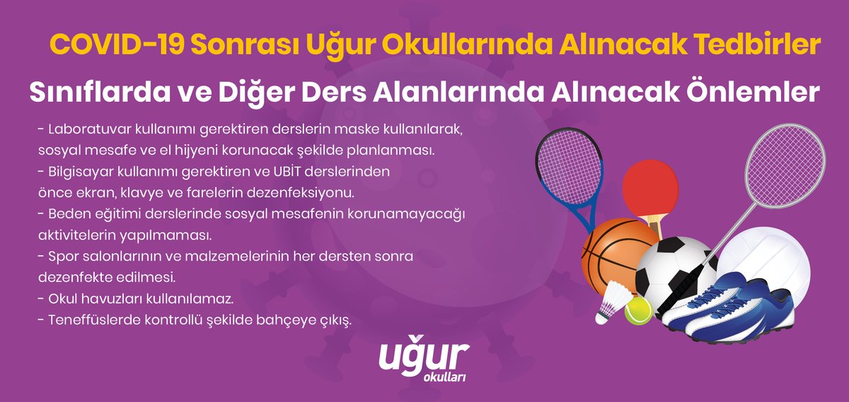 UgurOkullari's tweet photo. 2020-2021 eğitim-öğretim döneminin başlamasıyla birlikte sınıflarda ve diğer ders alanlarında COVID-19'a karşı alacağımız önlemler. 👇

#UğurluOlmak https://t.co/2tmbk6s7eQ