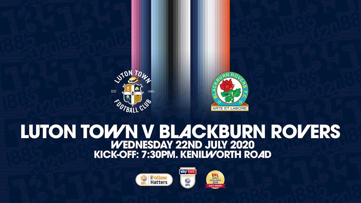 ⚽ FINAL MATCHDAY OF 2019-20!

🆚 Blackburn Rovers
🏟 Kenilworth Road
🏆 Sky Bet Championship
🗓 Wednesday 22nd July
⌚ 7.30pm
📺 iFollow Hatters
🎟 £10 
ℹ bit.ly/BlackburnPV

#COYH