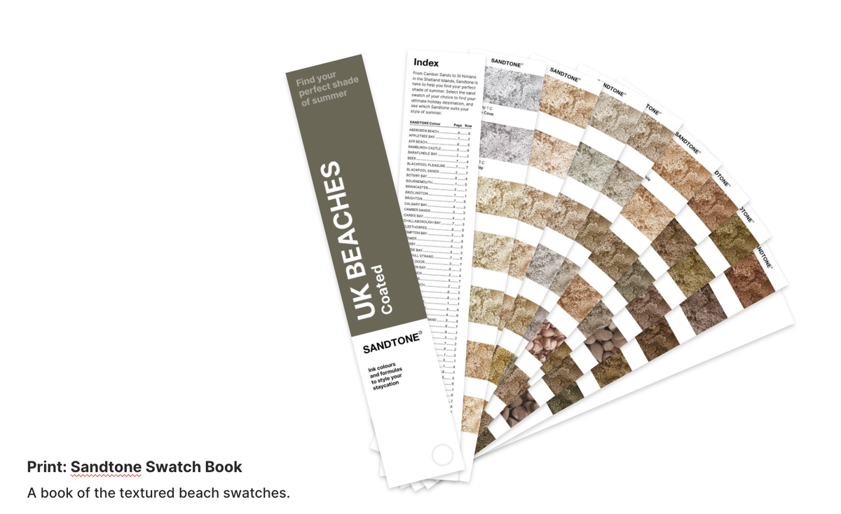 A Sandtone swatch book sent to travel journalists