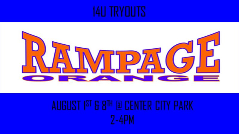 OrangeRampage's tweet image. Rampage Orange 14-U is hosting softball tryouts from 2-4PM August 1st and August 8th on Field 3 at Center City Park in Pearl, MS. For more information contact Marshall Pack @ 601-383-2867 or Issac Davis @ 601-668-7139. Private tryouts may also be arranged.