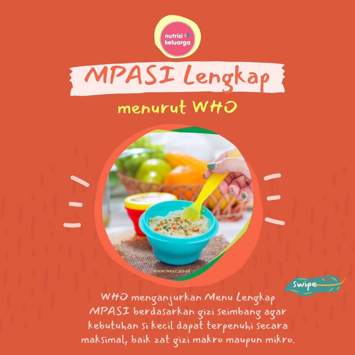 NutrisiKluarga's tweet photo. WHO menganjurkan Menu Lengkap MPASI berdasarkan gizi seimbang agar kebutuhan si kecil dapat terpenuhi secara maksimal, baik zat gizi makro maupun mikro.
#tipsibu #mamahmuda #nutrisikeluarga #kesehatanmasyarakat #kemenkesRI #kesmas #kesehatananak #klepon Jouska Maldini https://t.co/d4dLr47mLD