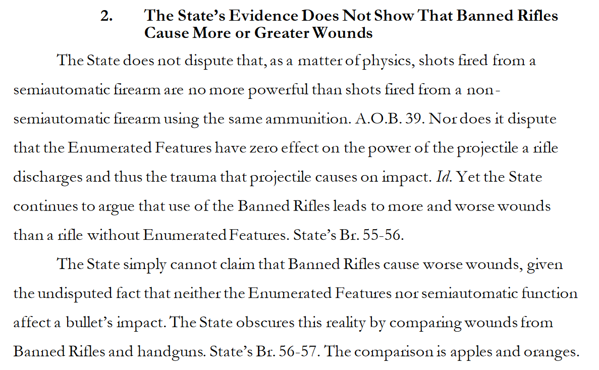 "The State does not dispute that, as a matter of physics, shots fired from a semiautomatic firearm are no more powerful than shots fired from a non-semiautomatic firearm using the same ammunition."