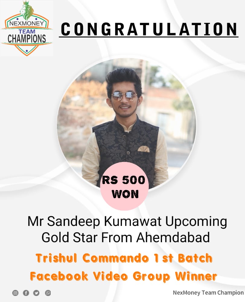 NexMoneyIndia's tweet photo. 🙋 Big Big #Congratulations #UpcomingGoldStar Sandeep Kumawat For Achieving Highest like👏🏻✌🏻💪🏻
#NexMoney https://t.co/rLB5AR51ni